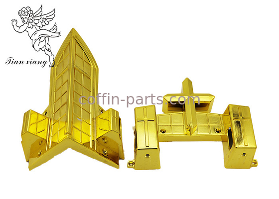 Χρυσό ABS πλαστικό έπιπλο φέρετρος γωνία φέρετρο με διακόσμηση σταυρού